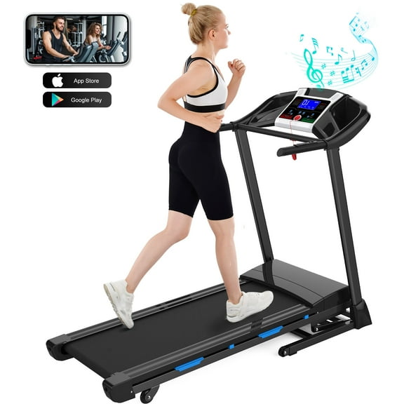 3.25HP Folding Electric Treadmill 15-Level Auto Incline Running Machine Fitness with 300 Lb. Capacity, Smart Anti-Shock System, 12 Programs, Built-in MP3 Speaker For Home Office Gym