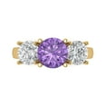 thumbnail image 1 of Three-Stone Engagement Ring for Women - 3ct Simulated Alexandrite in 14K Yellow Gold Promise Ring, 1 of 6