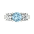thumbnail image 1 of 3.25ct Round Cut Blue Crystal 18k White Gold Engraving Statement Bridal Wedding Three-Stone Designer Ring Size 9.5, 1 of 5