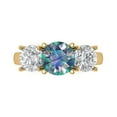 thumbnail image 1 of 3.25ct Round Cut Blue Moissanite 18k Yellow Gold Engraving Statement Bridal Wedding Three-Stone Designer Ring Size 6, 1 of 5