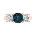 thumbnail image 1 of 3.25ct Round Cut Blue Natural London Blue Topaz 18k Pink Rose Gold Engraving Statement Bridal Wedding 3 stone Designer Ring Size 10, 1 of 5