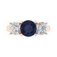 thumbnail image 1 of Clara Pucci 14K Rose Gold 3ct BlueSapphire Three-Stone Ring for Women, 1 of 8