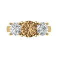 thumbnail image 1 of Clara Pucci 14K Yellow Gold 3ct Champagne Three-Stone Ring for Women, 1 of 8