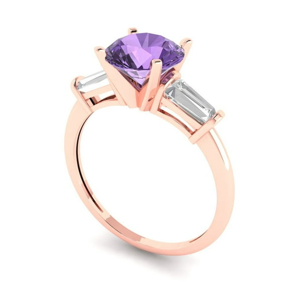 3.25ct Round Cut Clear Moissanite 18k Yellow Gold Engraving Statement Bridal Wedding Three-Stone Designer Ring Size 7.75