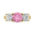 thumbnail image 1 of Clara Pucci 14K Yellow Gold 3ct Pink Three-Stone Ring for Women, 1 of 8