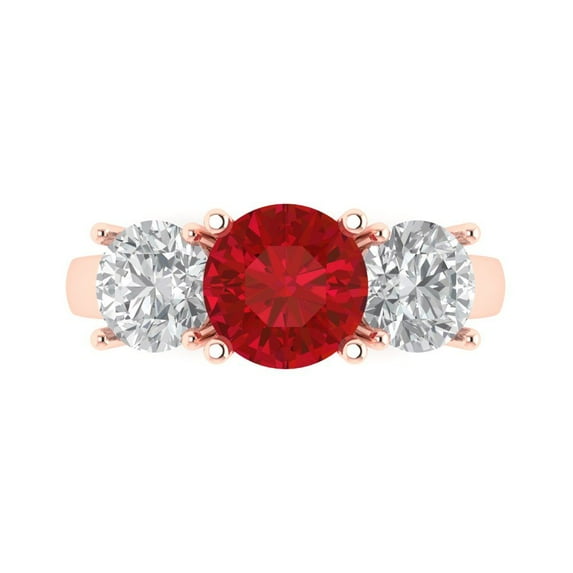 3.25ct Round Cut Pink Tourmaline 18k Pink Rose Gold Engraving Statement Bridal Wedding Three-Stone Designer Ring Size 8.5