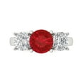 thumbnail image 1 of 3.25ct Round Cut Pink Tourmaline 18k White Gold Engraving Statement Bridal Wedding Three-Stone Designer Ring Size 7.5, 1 of 5