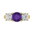 thumbnail image 1 of Clara Pucci 14K Yellow Gold 3ct Amethyst Three-Stone Ring for Women, 1 of 8