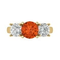 thumbnail image 1 of 3.25ct Round Cut Red Crystal 18k Yellow Gold Engraving Statement Bridal Wedding Three-Stone Designer Ring Size 5, 1 of 5