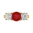thumbnail image 1 of 3.25ct Round Cut Red Ruby 18k Yellow Gold Engraving Statement Bridal Wedding Three-Stone Designer Ring Size 10.5, 1 of 5
