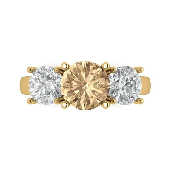 Clara Pucci 14K Yellow Gold 3ct YellowMoissanite Three-Stone Ring for Women