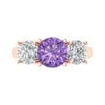 thumbnail image 1 of Clara Pucci 14K Rose Gold Solid Gold Alexandrite Three-Stone Anniversary Ring for Women - 3 cttw Round Cut, 1 of 8