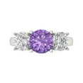 thumbnail image 1 of Clara Pucci 14K White Gold Solid Gold Alexandrite Three-Stone Anniversary Ring for Women - 2.5 cttw Round Cut, 1 of 8