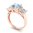 thumbnail image 1 of 3.25ct round cut blue Zircon 18k rose gold 3 stone Bridal Wedding Engagement Promise Anniversary Ring for Women size 3.75, 1 of 7