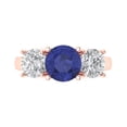 thumbnail image 1 of Clara Pucci 14K Rose Gold Solid Gold Tanzanite Three-Stone Anniversary Ring for Women - 3 cttw Round Cut, 1 of 8