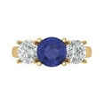 thumbnail image 1 of Clara Pucci 14K Yellow Gold Solid Gold Tanzanite Three-Stone Anniversary Ring for Women - 3 cttw Round Cut, 1 of 8