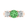 thumbnail image 1 of 3.25ct round cut green Zircon 14k rose gold 3 stone Bridal Wedding Engagement Promise Anniversary Ring for Women size 10.5, 1 of 8