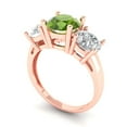 thumbnail image 1 of 3.25ct round cut green natural peridot 18k rose gold 3 stone Bridal Wedding Engagement Promise Anniversary Ring for Women size 6.25, 1 of 7
