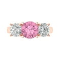 thumbnail image 1 of Clara Pucci 14K Rose Gold Solid Gold Pink Three-Stone Anniversary Ring for Women - 3 cttw Round Cut, 1 of 8