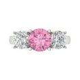 thumbnail image 1 of Clara Pucci 14K White Gold Solid Gold Pink Three-Stone Anniversary Ring for Women - 2.5 cttw Round Cut, 1 of 8