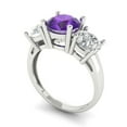thumbnail image 1 of 3.25ct round cut purple natural amethyst 14k white gold 3 stone Bridal Wedding Engagement Promise Anniversary Ring for Women size 5.75, 1 of 7