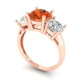 thumbnail image 1 of 3.25ct round cut red Zircon 18k rose gold 3 stone Bridal Wedding Engagement Promise Anniversary Ring for Women size 5.75, 1 of 7