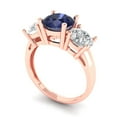 thumbnail image 1 of 3.25ct round cut blue sapphire 14k rose gold 3 stone Bridal Wedding Engagement Promise Anniversary Ring for Women size 9.75, 1 of 7