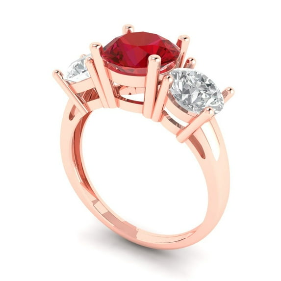 3.25ct round cut tourmaline 14k rose gold 3 stone Bridal Wedding Engagement Promise Anniversary Ring for Women size 9.75