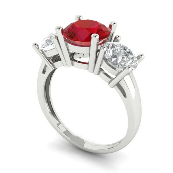 3.25ct round cut tourmaline 18k white gold 3 stone Bridal Wedding Engagement Promise Anniversary Ring for Women size 7.25