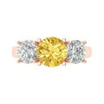 thumbnail image 1 of Clara Pucci 14K Rose Gold Solid Gold Citrine Three-Stone Anniversary Ring for Women - 3 cttw Round Cut, 1 of 8
