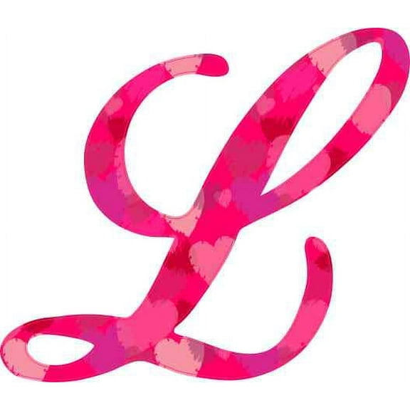 3.25in x 3in Hearted Cursive L Monogram Sticker Fancy Vinyl Vehicle Stickers