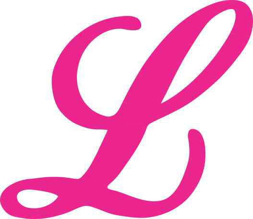 3.25in x 3in Pink Cursive L Monogram Sticker Fancy Vinyl Vehicle ...