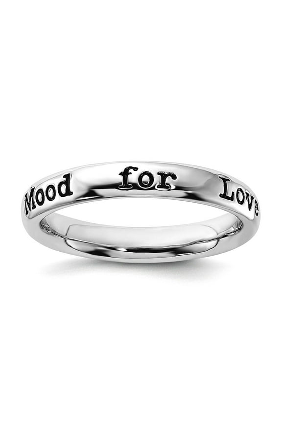 3.25mm 925 Sterling Silver Polished Stackable Lyric Im In The Mood For Love Ring Size 10 Stackable Ring