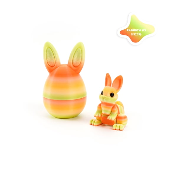 3.27Inch 3D Printed Easter Eggs Basket Stuffers, Mystery Egg Includes Bunny, for Easter Gifts Home Executive Desk Decorations