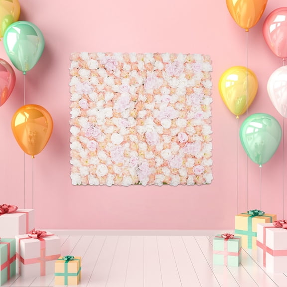 3.283.28FT Artificial Flower Wall Panel, Silk Flower Wall Panels Backdrop for Wedding Background Garden Birthday Gifts DIY Party Supplies Home Decoration (Green+Light Pink)