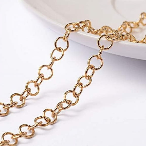 3.28 Feet(1m) 304 Stainless Steel Golden Belcher Chain Unwelded DIY Accessories Chain Links for Women Jewelry Making 5x0.8mm