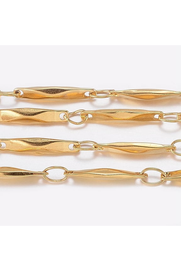 3.28 Feet(1m) 304 Stainless Steel Golden Link Chains Soldered Metal Craft Chain Golden DIY Craft Chain for Women Jewelry Making Necklace Bracelet Jewelry Making Chains 11x2x1.5mm for DIY