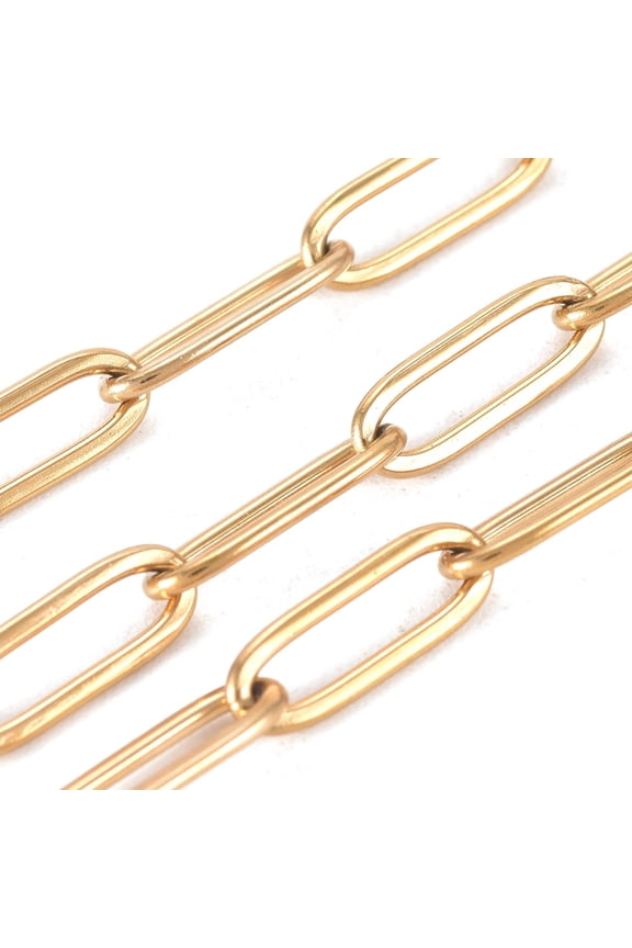 3.28 Feet(1m) 304 Stainless Steel Paperclip Chains Drawn Elongated Cable Chains Golden Stainless Steel Chain DIY