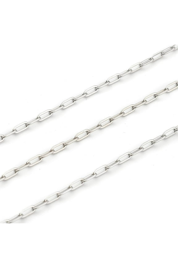 3.28 Feet(1m) 304 Stainless Steel Paperclip Chains Drawn Elongated Cable Chains Stainless Steel Color DIY Craft Chain DIY