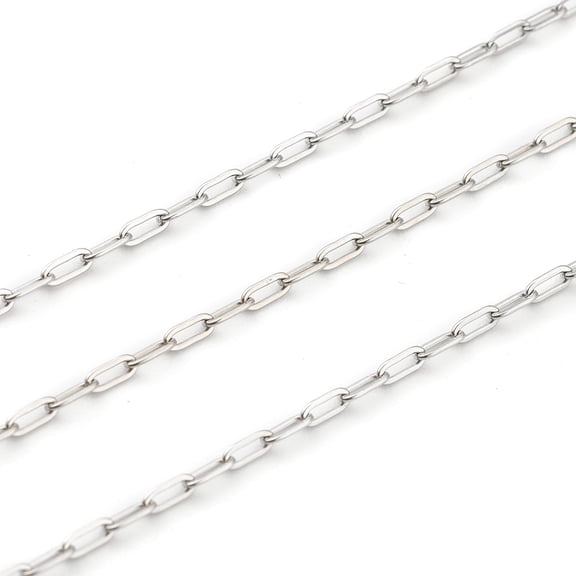 3.28 Feet(1m) 304 Stainless Steel Paperclip Chains Drawn Elongated Cable Chains Stainless Steel Color DIY Craft Chain for Women Jewelry Making Necklace Bracelet 4x2x0.5mm