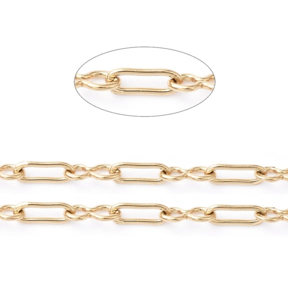 3.28 Feet 304 Stainless Steel Link Chains Paperclip Chains Soldered Golden Square Link: 1.8x5x0.5mm 8 Sharped Link: 2.1x4.6x0.5mm