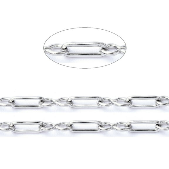 3.28 Feet 304 Stainless Steel Link Chains Paperclip Chains Soldered Stainless Steel color Square Link: 1.8x5x0.5mm 8 Sharped Link: 2.1x4.6x0.5mm