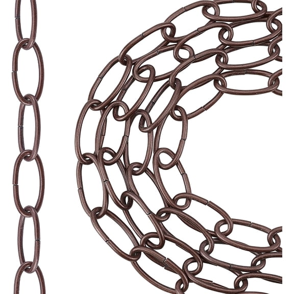 3.28 Feet Iron Pendant Light Fixture Chain Dark Brown Chandelier Chain Unwelded Lighting Hanging Chain Extension Heavy Duty Chain for DIY