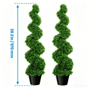 YTOXEO Set of 2 Artificial Spiral Boxwood Topiary Trees, 3.28FT Tall, UV Resistant Realistic Potted Bushes, Fake Greenery for Outdoor Patio Garden Front Porch Indoor Home Decor