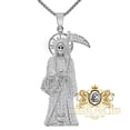 thumbnail image 1 of 3'' 28+ Grams Real Silver Santa Muerte Grim Reaper Angel of Death Pendent Charm, 1 of 5