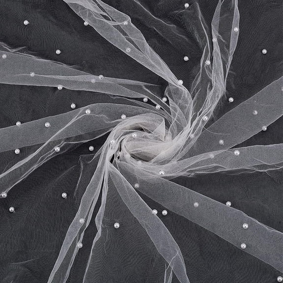 3.28 Yards Pearl Tulle Lace Fabric 69.3inch Wide Bisque Pearl Lace Tablecloth Table Runner Net Tulle Mesh for Wedding Veils Dresses Curtains Brown