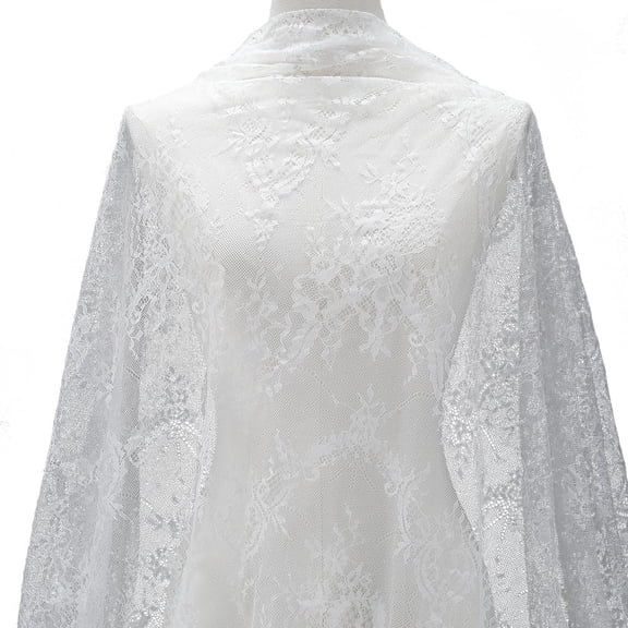 3.28 Yards White Silk Soft Cloth Embroidered Lace Fabric Tulle Sewn Fabric by The Yard Vintage Mesh Pattern Embroidery Cloth Fabrics for Sewing Making DIY Party Dress Tablecloth Supplies