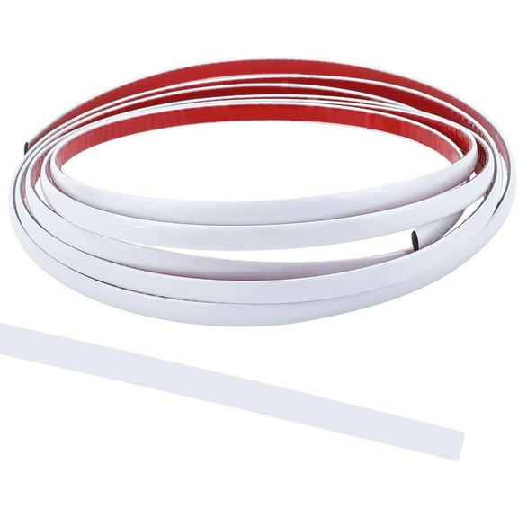 3.28 Yards x 0.35 inch Car Interior Moulding Trim Universal Car Side Molding White Self Adhesive Decorative Tile Stickers DIY Flexible Strip for Most Vehicle Bumper Cabinet Wardrobe Home White