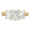 thumbnail image 1 of 3.28 ct Emerald Cut Genuine Cultured Diamond SI1-SI2 G-H 14K Yellow Gold Three-Stone Promise Wedding Statement Engagement Designer Ring size 9.5, 1 of 6