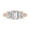 thumbnail image 1 of 3.28 ct Emerald Cut Genuine Cultured Diamond SI1-SI2 I-J 14K Rose Gold Three-Stone Promise Wedding Statement Engagement Designer Ring size 6, 1 of 7